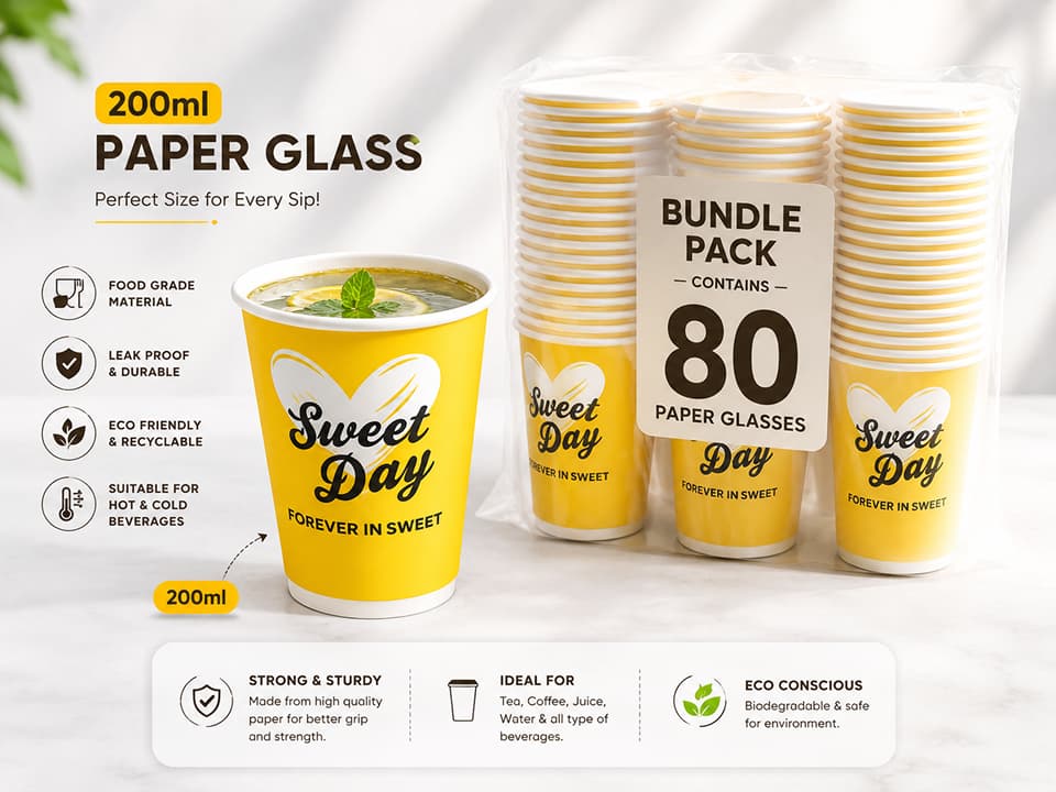 Disposable Paper cup for Water - 200ml | Sweet day paper glass 3