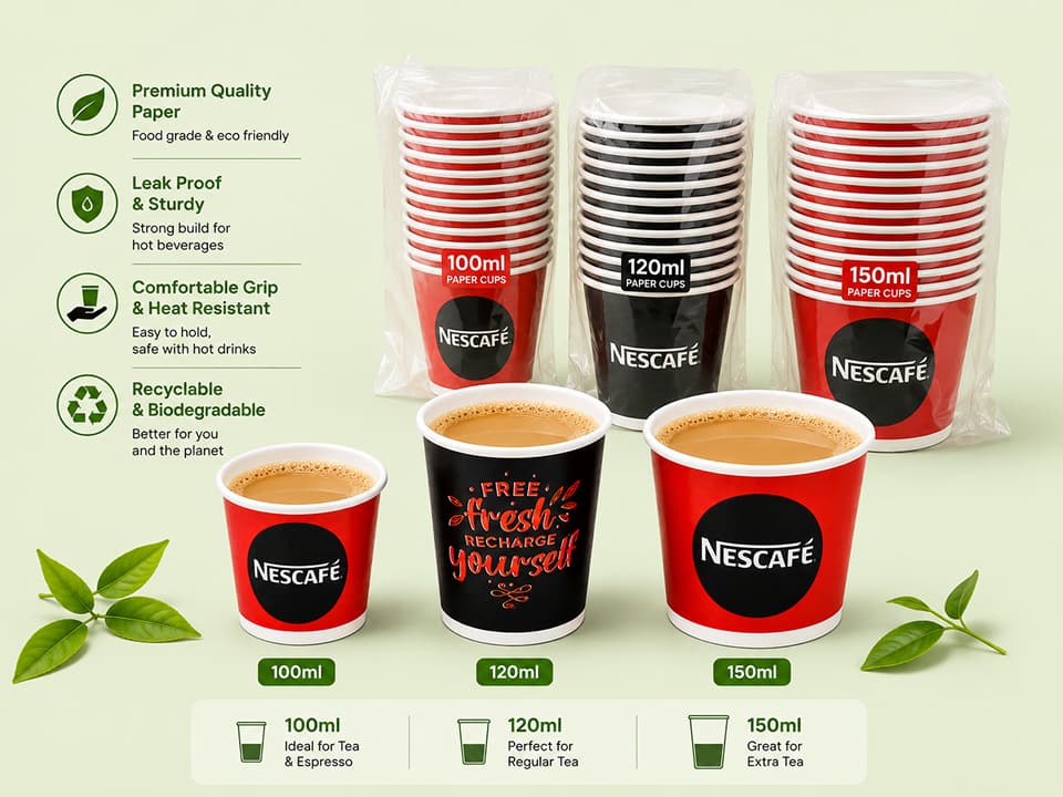 Disposable Paper Tea Cups – 100ml | 120ml Long | 150ml 5