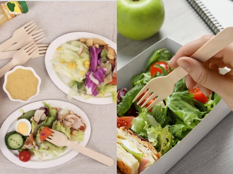 Disposable Wooden Forks Biodegradable - 16cm 3