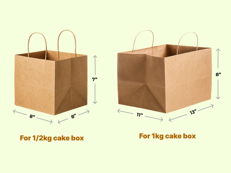 Brown Paper Carry Bag for Cake Boxes - 0.5kg | 1kg 2