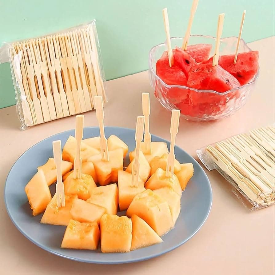 Wooden Fruit Fork Sticks - 9cm | Disposable Cutlery 3