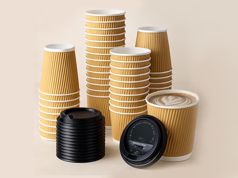 Disposable Ripple Coffee Glass/Cup with Sipper lid - 200ml | 250ml