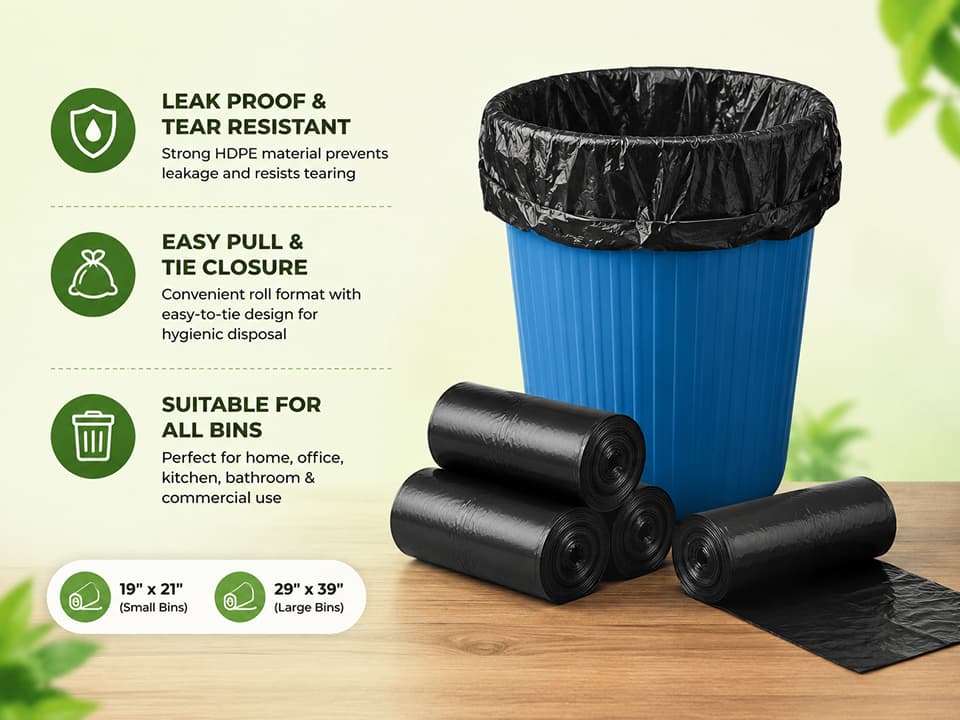 Disposable Garbage Bag Rolls Black - 19"x21" | 29"x39" 4