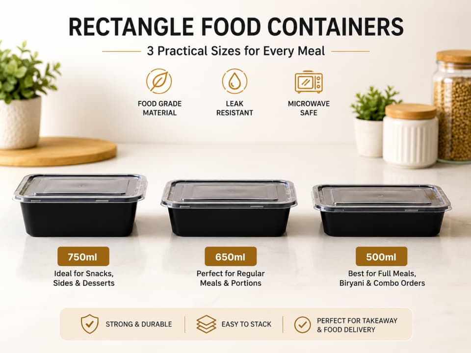 Rectangle Plastic Food Container - 500ml | 650ml | 750ml 3