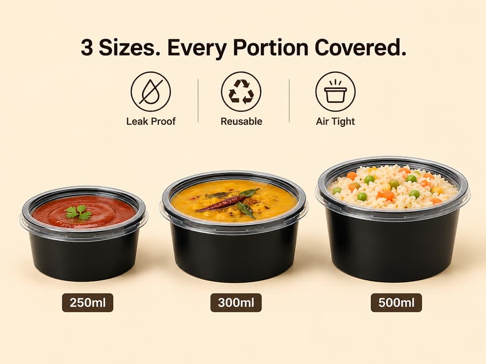 Disposable Round Food Containers with Lids - 250ml | 300ml | 500ml 3