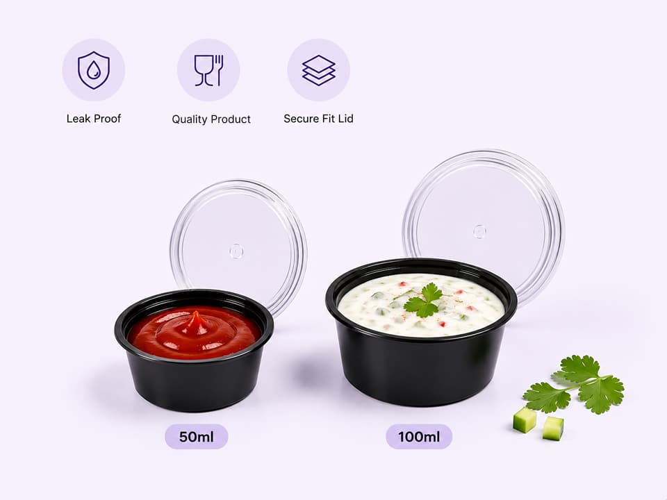 Small Food Container with Lids for Sauces - 50ml | 100ml 3