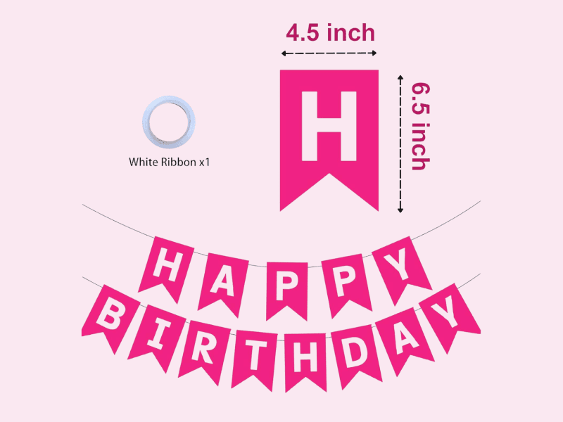 Happy Birthday Hanging Letter Banner for Decoration - Red | Pink | Yellow | Blue 3