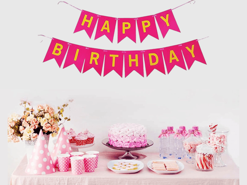 Happy Birthday Hanging Letter Banner for Decoration - Red | Pink | Yellow | Blue 2