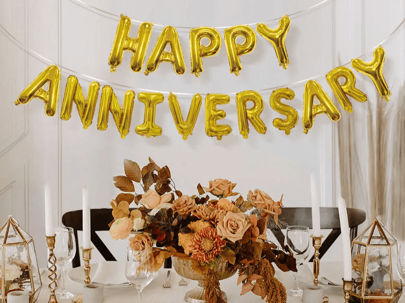 Happy Anniversary Foil Balloon Banner for Decoration - Golden 3
