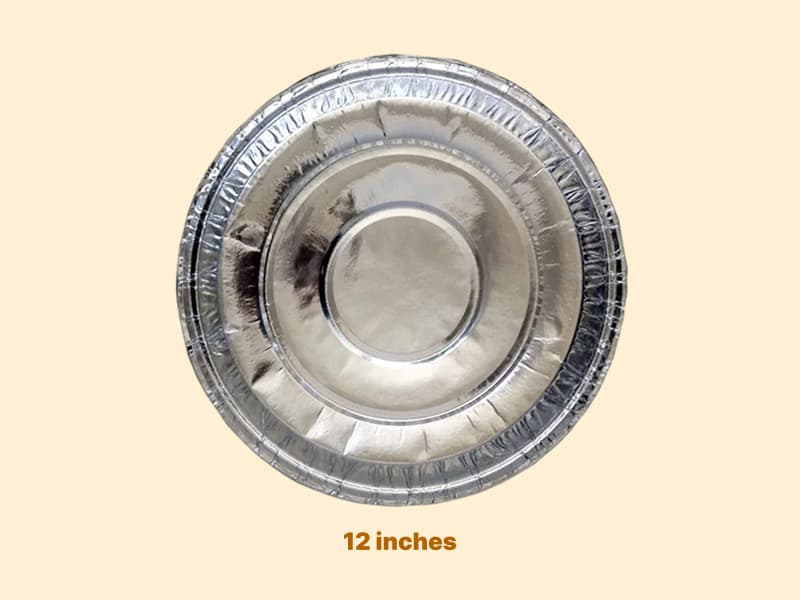 Disposable Silver Plain Paper Plates - 12 Inch | Paratha Plates