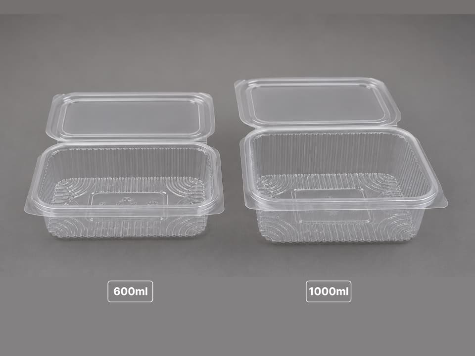 Transparent Plastic Hinge Container for Snacks & Sweets Packing