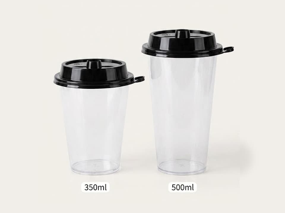 Plastic Sipper glass with Black Lid for Cold Coffee Shakes - 350ml | 500ml 1