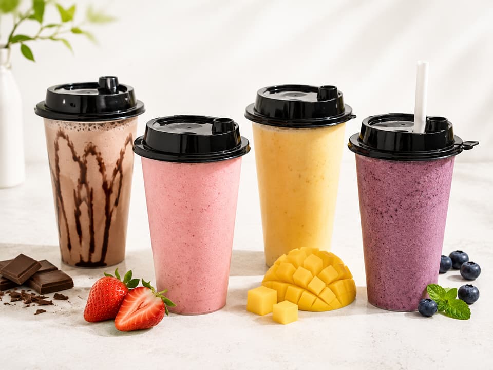 Plastic Sipper glass with Black Lid for Cold Coffee Shakes - 350ml | 500ml 2