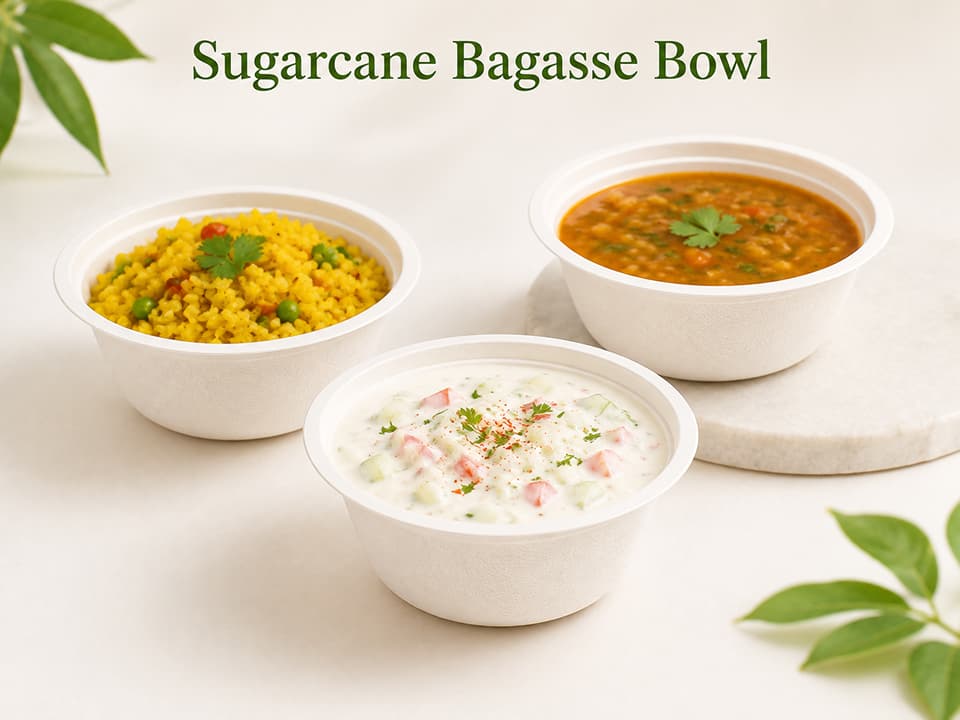 Eco Friendly Disposable Sugarcane Bagasse Bowls - 180ml 2