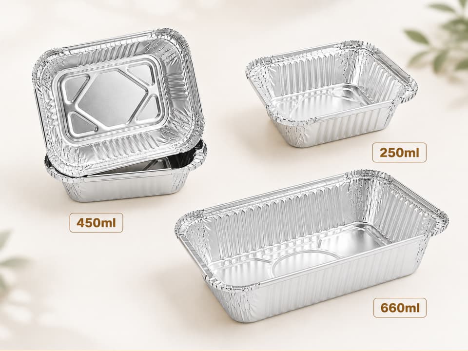Aluminuim Containers with Lid - 250ml | 450ml | 660ml 2