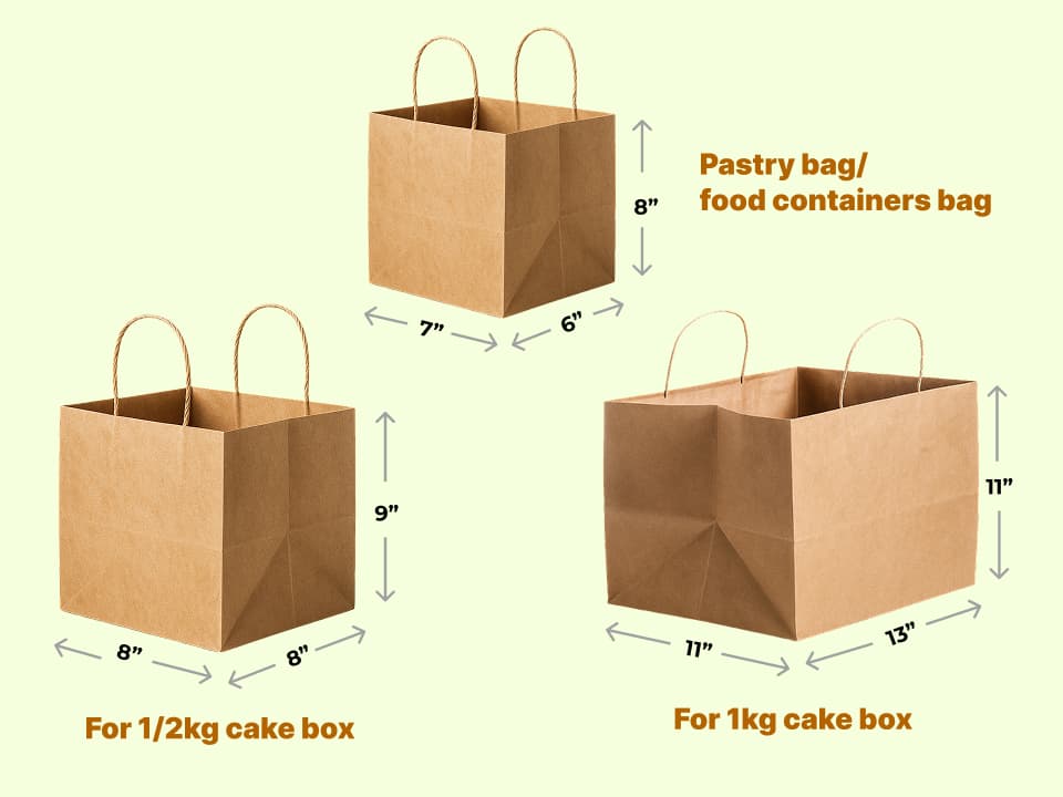 Brown Paper Carry Bag with Handle for Cake Boxes & Pasty 2
