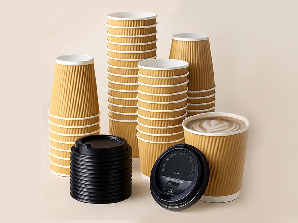 Disposable Ripple Coffee Cup with Sipper lid - 200ml | 250ml