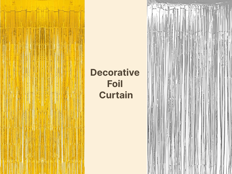 Birthday Decoration Foil Curtain for Background Wall - Golden | Silver