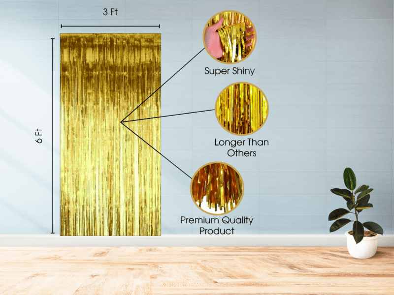 Birthday Decoration Foil Curtain for Background Wall - Golden | Silver 3
