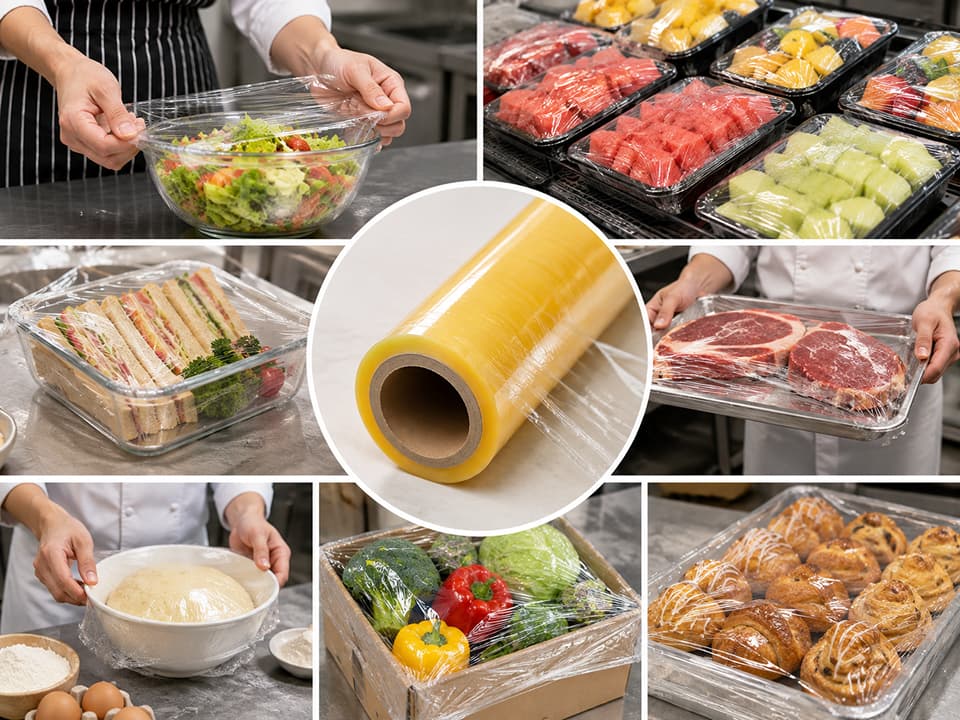 Transparent PVC Cling Wrap Roll for Food Packing 600 mtr approx 3