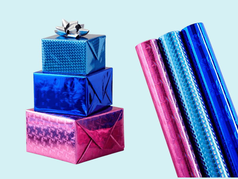 Gift Wrapping Sheet in Plastic Holographic Metallic - 45cm x 65cm 2