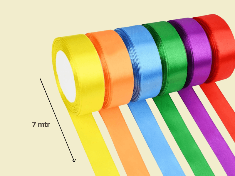 Glossy Nylon Decorative Gift Ribbon – Pack of 5 (1″ x 7m each) 2