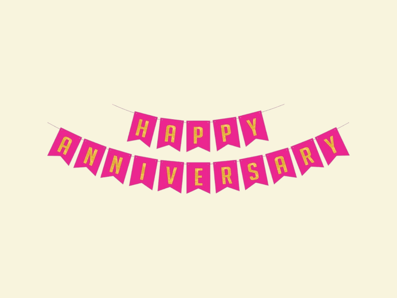 Happy Anniversary Hanging Letter Banner for Decoration - Red | Pink | Yellow | Blue