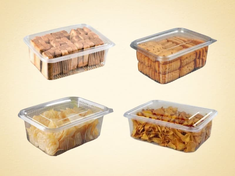 Transparent PET Hinged Container Snacks Packing - 1000ml 3