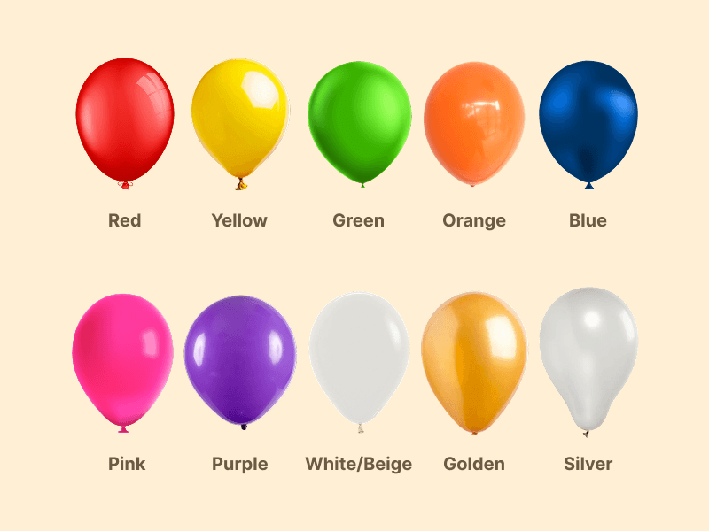 Single Colour Metallic Party Balloons - Pack of 25