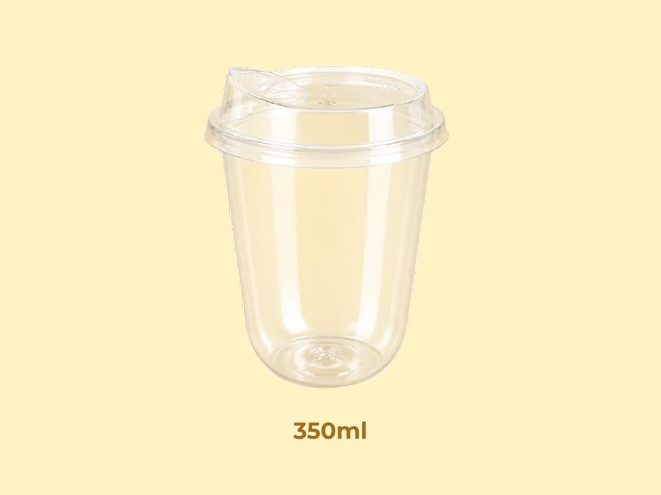 Transparent U Shaped PET Sipper glass with Lid - 350ml 1