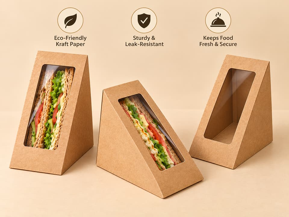 Triangle Sandwich Box Large Size for Jumbo Bread 4